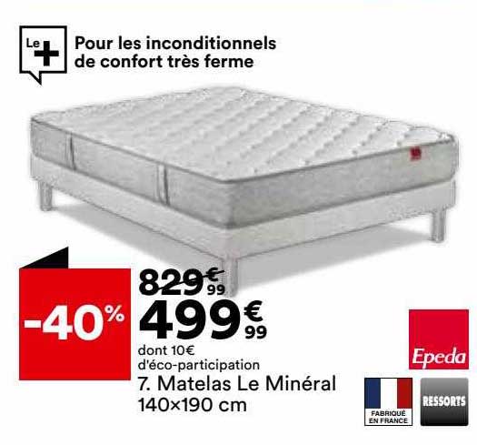 matelas le minéral 140 x 190 cm epeda