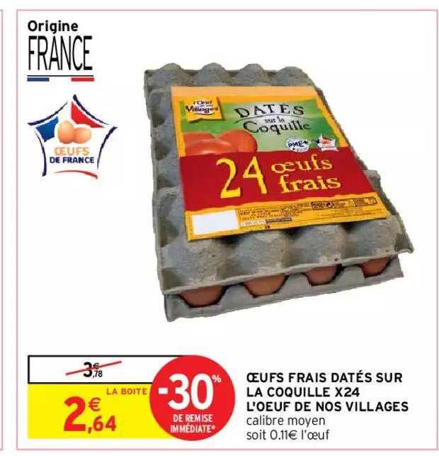 oeufs frais datés sur la coquille x24 l'œuf de nos villages