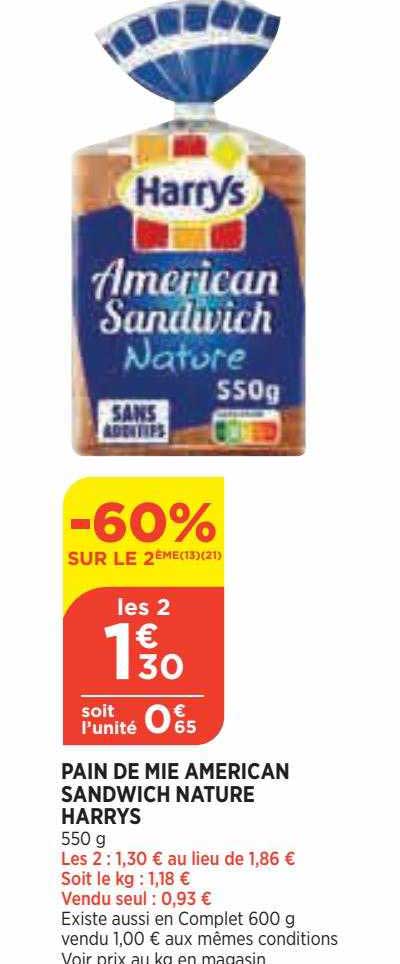 pain de mie american sandwich nature harrys
