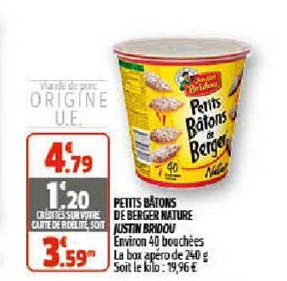 petits bâtons de berger nature justin bridou