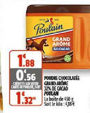 poudre chocolatée grand arôme 32% de cacao poulain