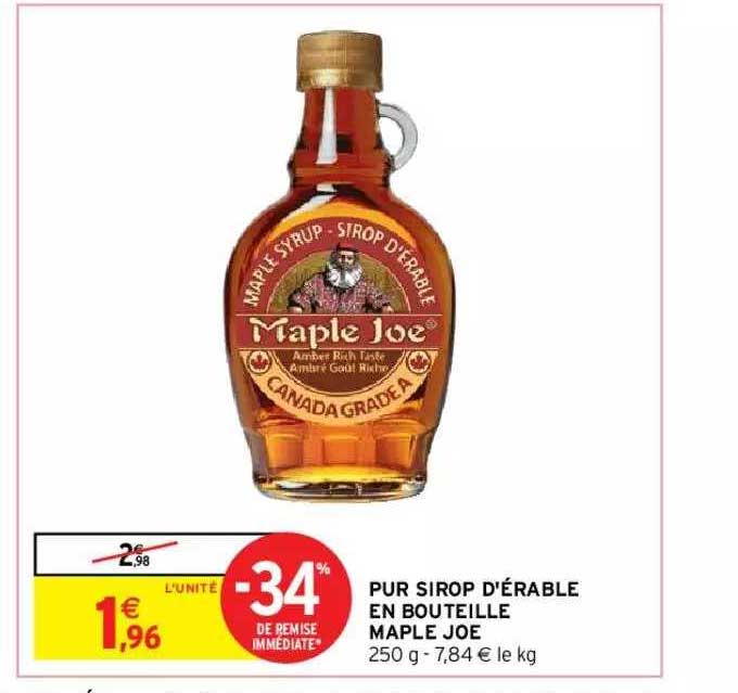 pur sirop d'érable en bouteille maple joe