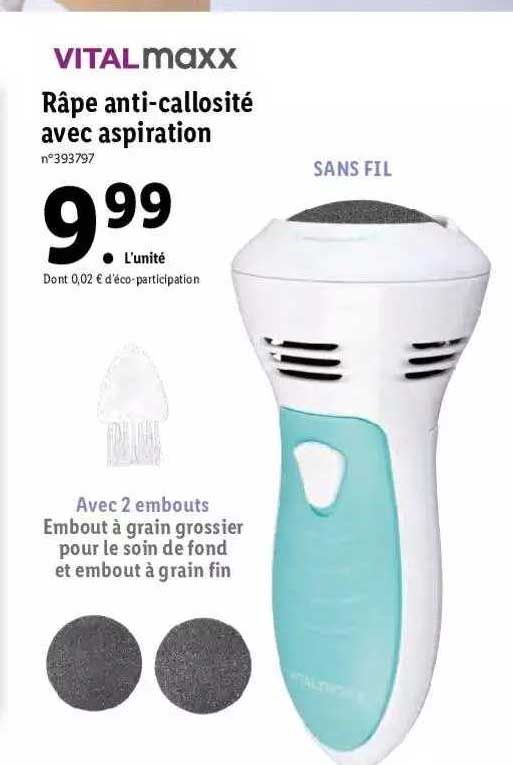 râpe anti-callosité avec aspiration vitalmaxx
