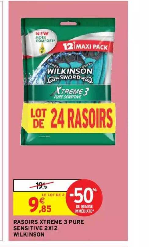 rasoirs xtreme 3 pure sensitive 2x12 wilkinson