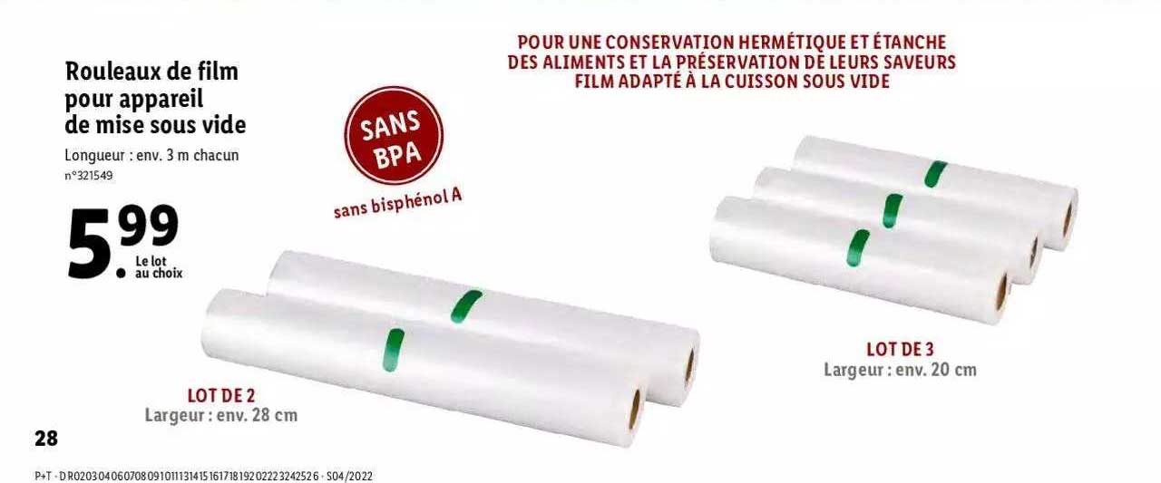rouleaux de film pour appareil de mise sous vide