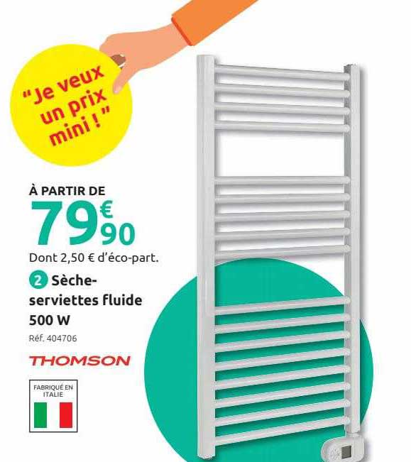 sèche-serviettes fluide 500w thomson