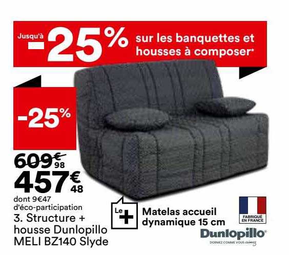 structure + housse dunlopillo meli bz140 slyde