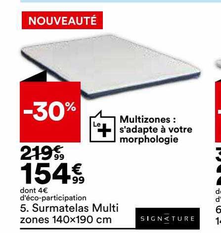 surmatelas multi zones 140 x 190 cm signature