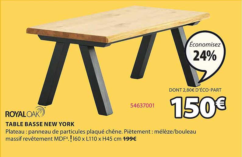 table basse new york royal oak