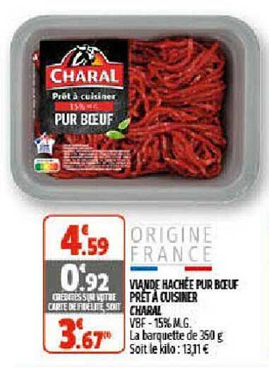 viande hachée pur bœuf prêt à cuisiner charal