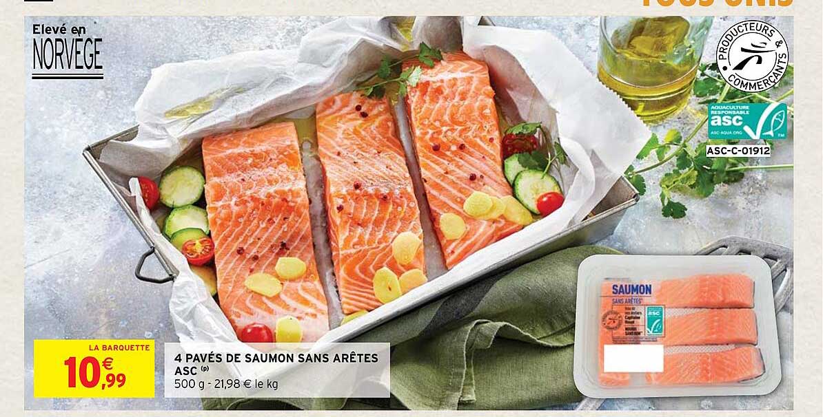 4 pavés de saumon sans arêtes asc