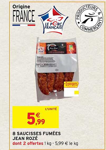 8 saucisses fumées jean rozé