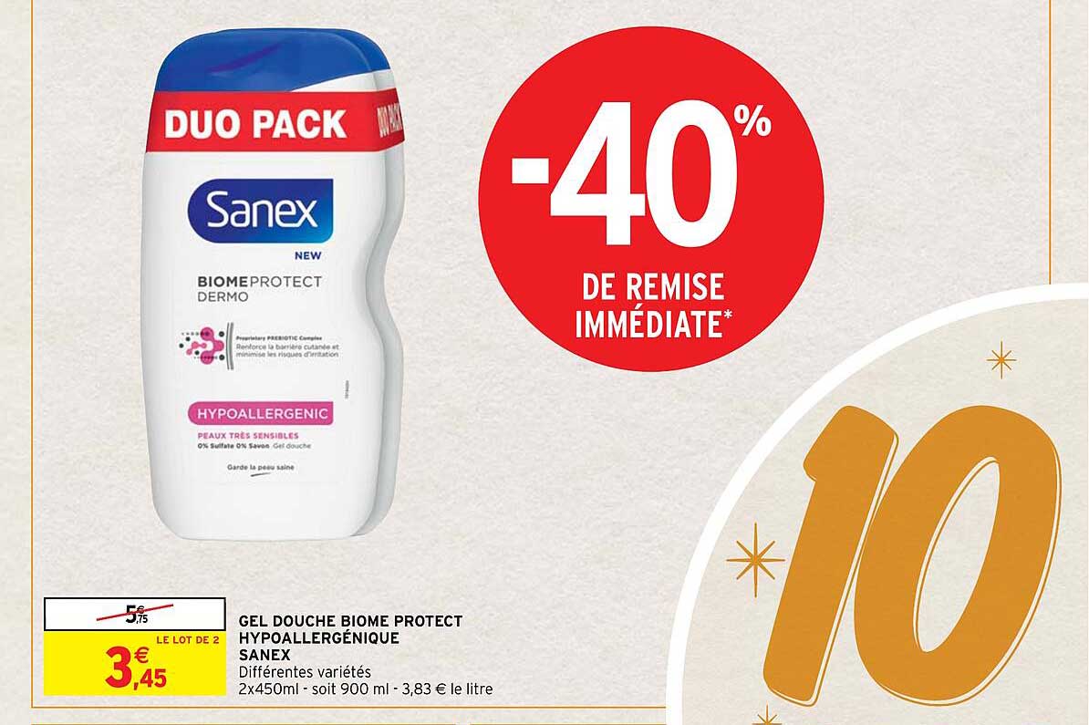gel douche biome protect hypoallergénique sanex