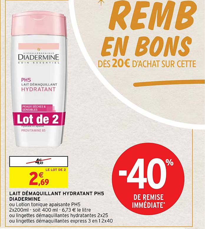 Lait Démaquillant Hydratant Ph5 Diadermine