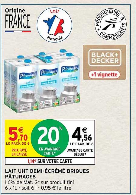 lait uht demi-écrémé briques pâturages