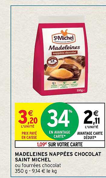 madeleines nappées chocolat saint michel