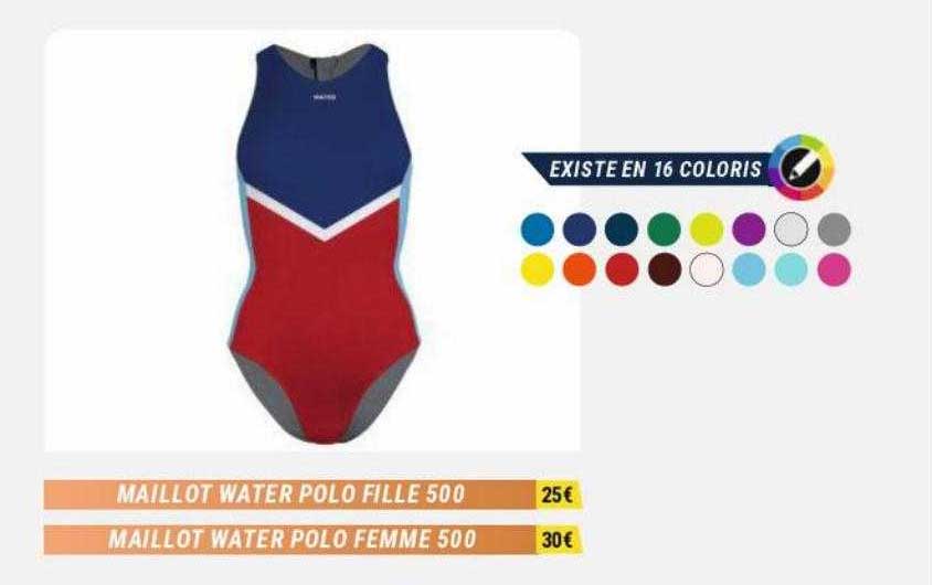 Maillot Water Polo Fille 500, Maillot Water Polo Femme 500