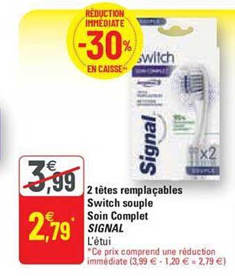 2 Têtes Remplaçables Switch Souple Soin Complet Signal