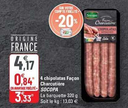 4 chipolatas façon charcutière socopa