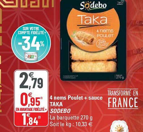 4 Nems Poulet + Sauce Taka Sodebo