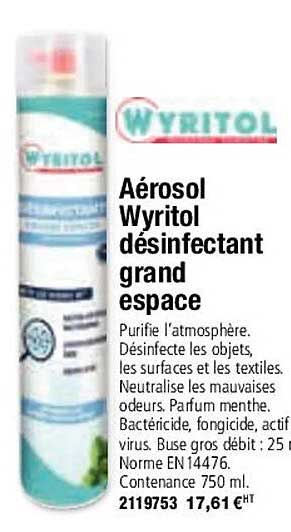 Aérosol Wyritol Désinfectant Grand Espace