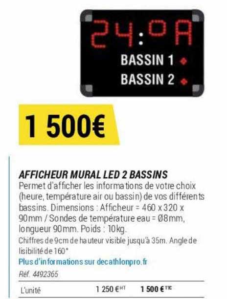 afficheur mural led 2 bassins