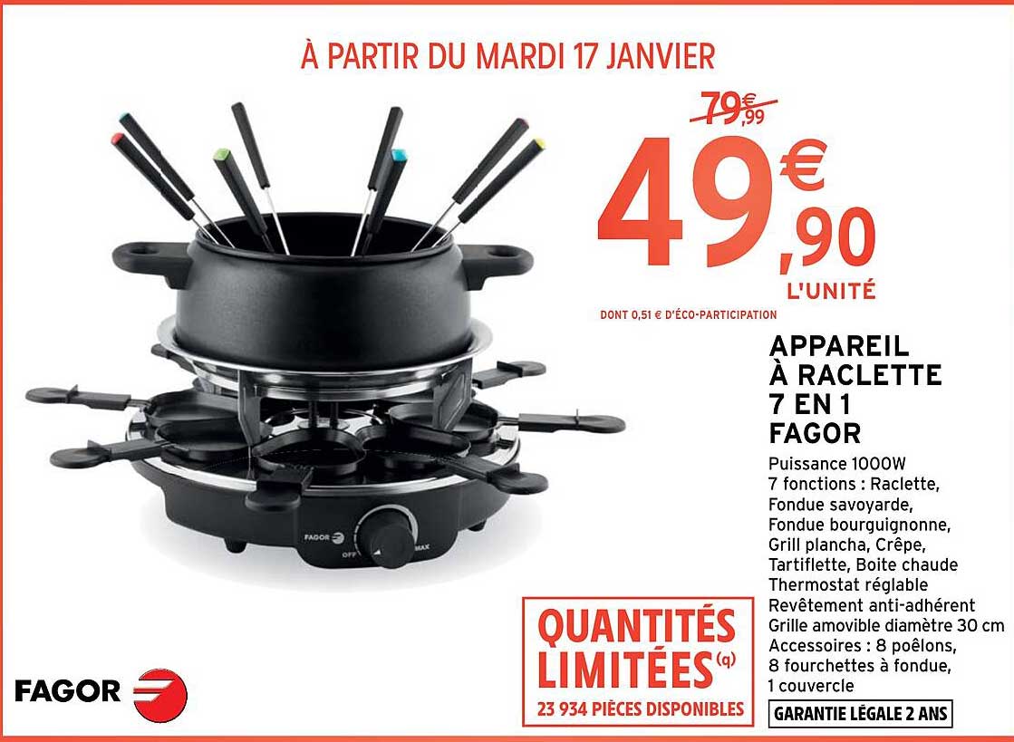 Appareil à Raclette 7 En 1 Fagor