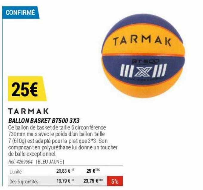 ballon basket bt500 3x3 tarmak