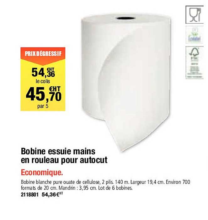 bobine essuie mains en rouleau pour autocut