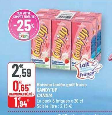 boisson lactée goût fraise candy'up candia
