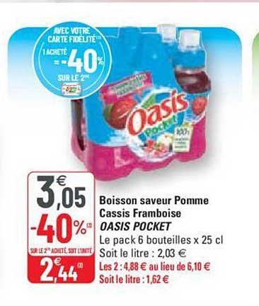 Boisson Saveur Pomme Cassis Framboise Oisis Pocket