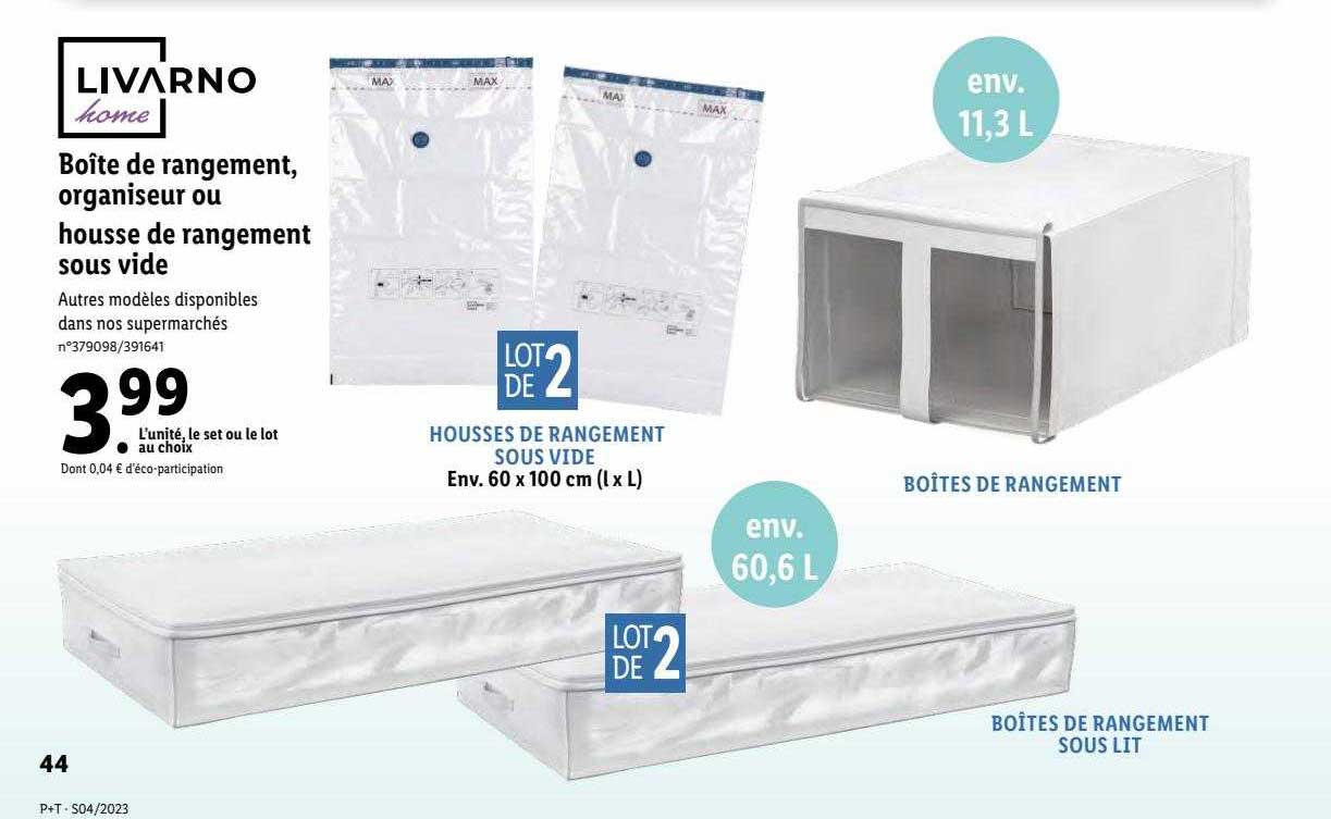 boîte de rangement, organiseur ou housse de rangement sous vide livarno home
