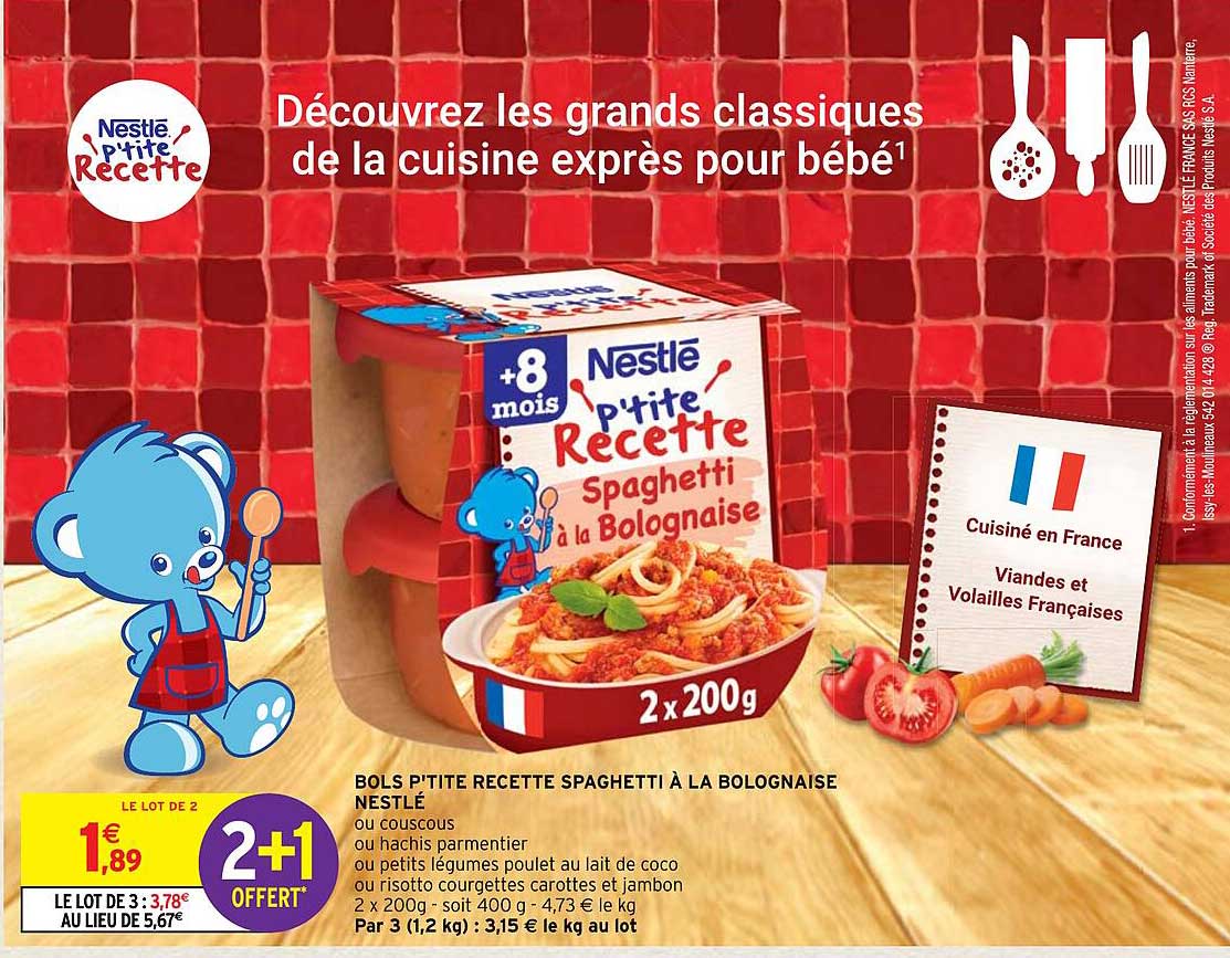 bols p'tite recette spaghetti à la bolognaise nestlé