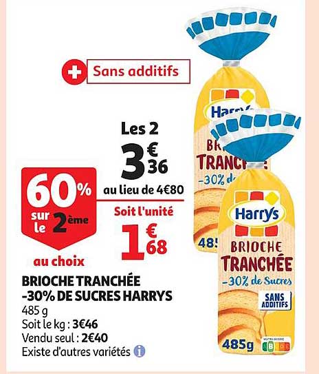 Brioche Tranchée -30% De Sucres Harrys