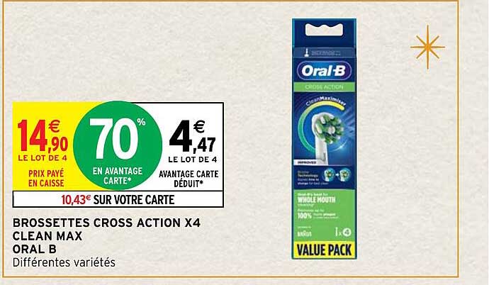 brossettes cross action x4 clean max oral b