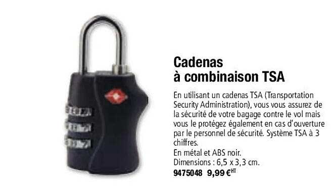 cadenas à combinaison tsa