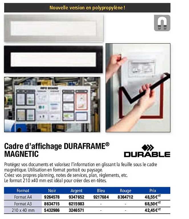 cadre d'affichage duraframe magnetic durable