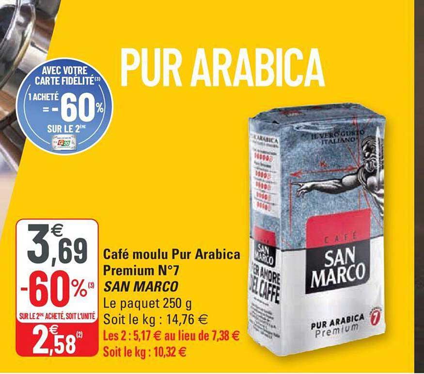 café moulu pur arabica premium n°7 san marco