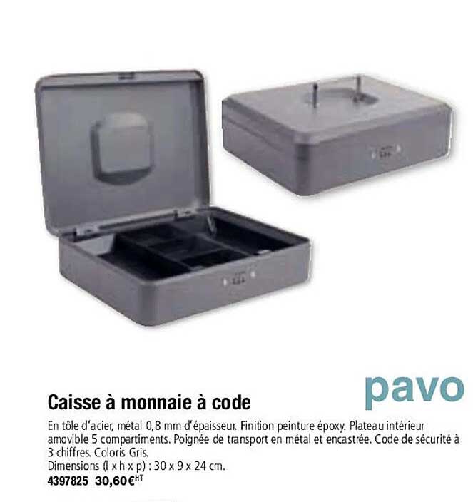 caisse à monnaie à code