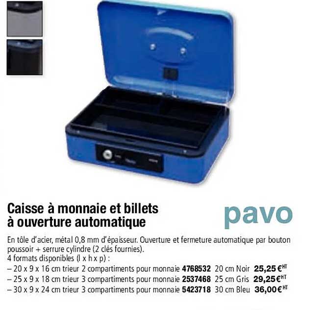 caisse à monnaie et billets à ouverture automatique