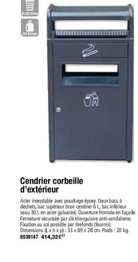 cendrier corbeille d'extérieur