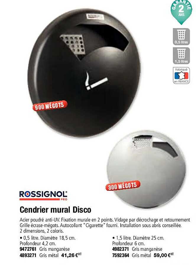 cendrier mural disco rossignol