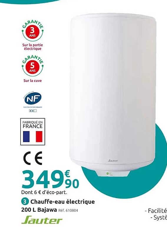 chauffe-eau électrique 200 l bajawa sauter
