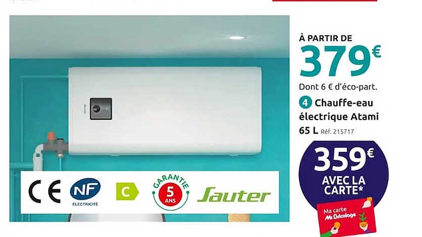 chauffe-eau électrique atami 65 l sauter