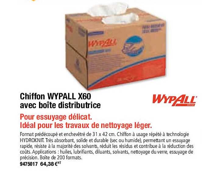chiffon wypall x60 avec boîte distributrice