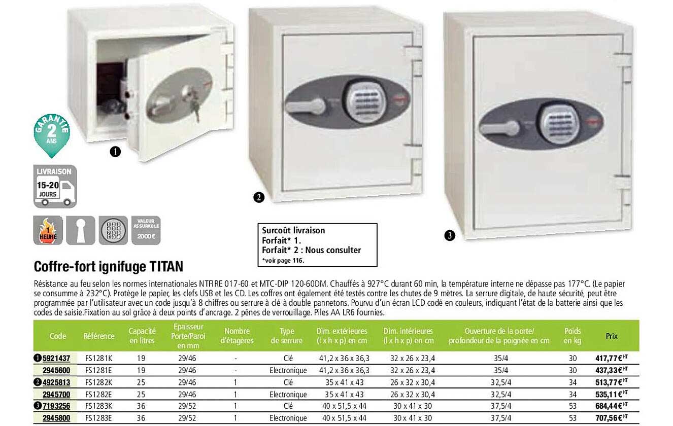 coffre-fort ignifuge titan