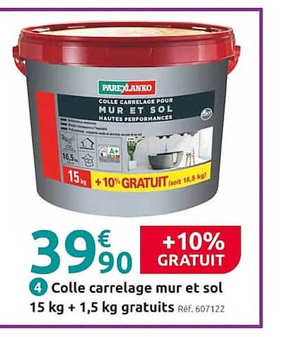 colle carrelage mur et sol 15 kg + 1,5 kg gratuits parexlanko