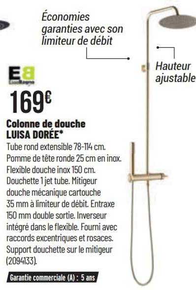 colonne de douche luisa dorée
