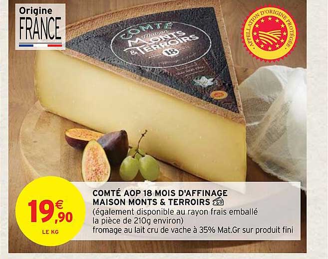 comté aop 18 mois d'affinage maison monts & terroirs