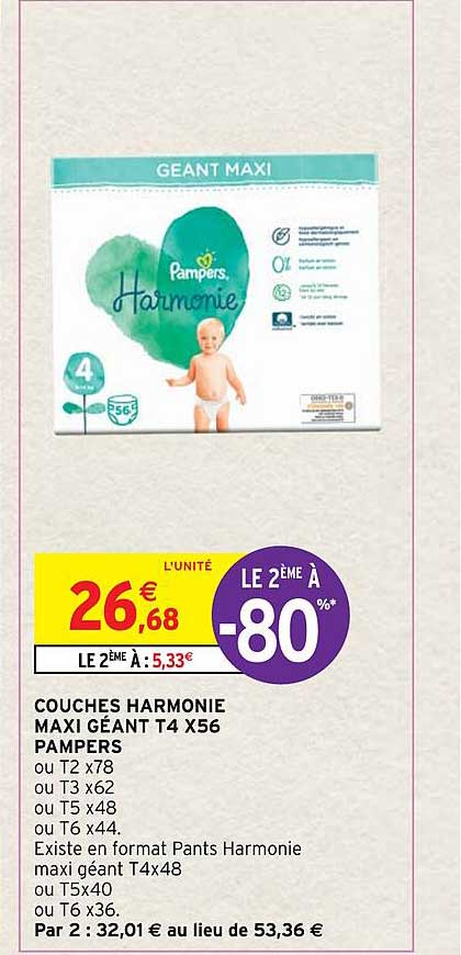 couches harmonie maxi géant t4 x56 pampers